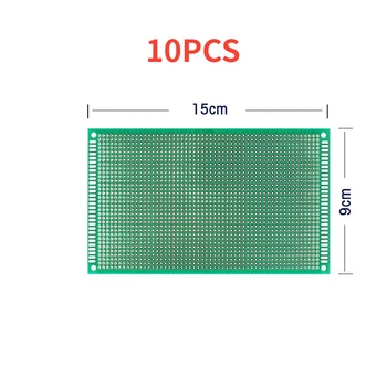 10ШТ Печатна платка 9*15 см Еднопосочна Прототипная такса 9x15 см Зелени Универсални печатни платки САМ Kit