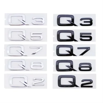 3D Букви ABS Хром черен Емблема на задния Багажник на Кола Етикети за Audi Q2 Q3 Q5 Q7 Q8 Аксесоари За полагане на автомобили