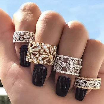 CAOSHI Aesthetic Выдалбливающее дизайнерски пръстен на палеца, дамски аксесоари за партита с ослепителна цирконием, мода декорация на годишнина от