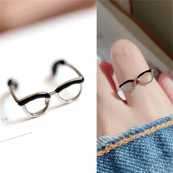 Сладки очила с отворен пръстен, регулируем рисувани емайл, обтегач за безименния пръст, премахване на крайните пръстени