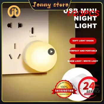 1/2 / 3ШТ USB-библиотеки светлини USB-лека нощ Мини led нощна светлина USB-штекерная лампа Power Bank зареждане на Малък кръг очите за четене