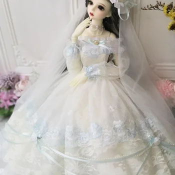 1/4 1/3 Облекло за кукли BJD, елегантна рокля с цветен модел Безплатна доставка
