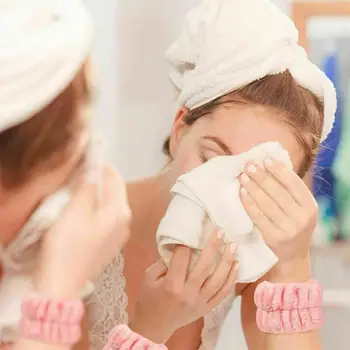 1 Комплект Отлична дамски превръзки за измиване на лицето с набор от гривни Превръзка от неопрен за грим, Без мирис Гладка на допир