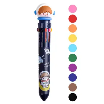 10 Цветна химикалка писалка Различни цветове, цветни химикалки с глоба шлайфане, 0,5 mm, прибиращи кошарите с животни, учебни пособия за студенти