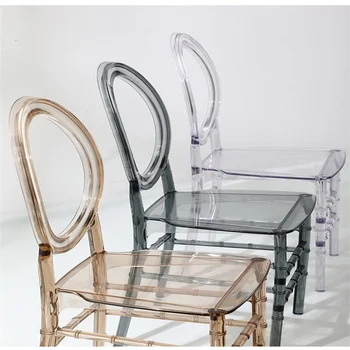 100 бр. столове за възрастни Crystal Chiavari, Подвижни сватбен стол от акрил, смоли, обков за сватба или парти на хотел