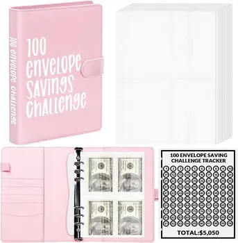 100 пликове в корици за икономия на бюджетни пликове формат А5 в корици за пари, лесен и забавен начин да си спестите 5050 щатски долара