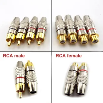 10шт Connector RCA Аудио-Видео Кабел за заключване Connector RCA plug-изход Позлатен конектор Конвертор адаптер J17