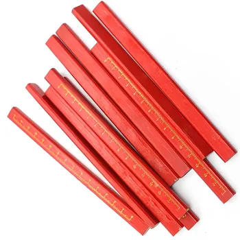 10шт Осмоъгълни Квадратен Набор от червени Моливи Дърводелец Дървообработващи Инструменти за рисуване Дърводелски Работи Специален Осмоъгълни Квадратен Молив