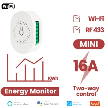 16A Mini Sasha WiFi RF 433 Mhz САМ Интелигентен Превключвател Светлини Реле за Включване-Изключване на Захранването на Монитора на Енергия Smart Life Алекса Google Home 2 пъти
