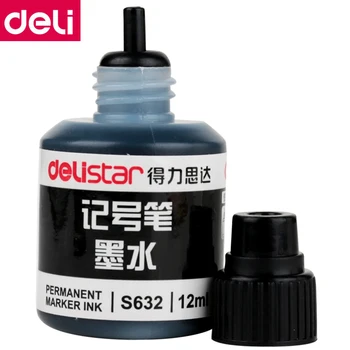 1БР 12 мл перманентен маркер Deli S632, 3 цвята, за еднократна употреба мастило, течен перманентен маркер, мастило на едро