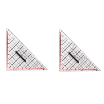 2 елемента 30-см триъгълна линийка за чертане, богат на функции линийка за чертане с дръжка, Транспортир, измервателна линийка, канцеларски материали