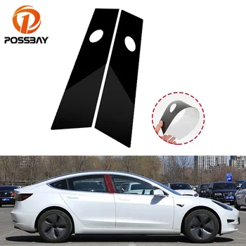 2 елемента Накладки на rack шкафове на открито прозореца на колата Лъскавите черни декоративни стикери за Tesla Model 3 2017 2018 2019 2020 2021 2022