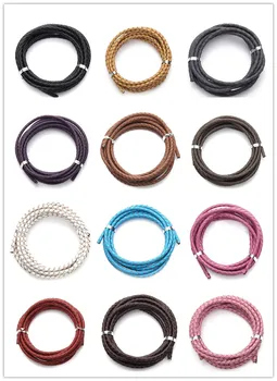 2 метра/лот, 3 4 6 мм, фабричен украса кафяв цвят, кабели от естествена кожа кръгла тъкат, гривна, кабел, въже