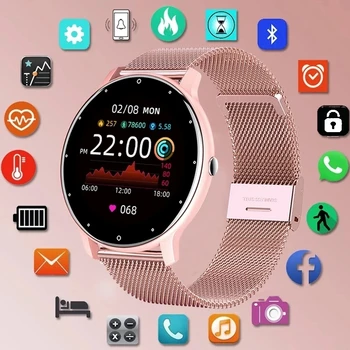 2023 Нови дамски смарт часовници с пълен сензорен екран, спортни часовници за фитнес IP67, водоустойчива Bluetooth за Android, iOS, умни часовници за жени