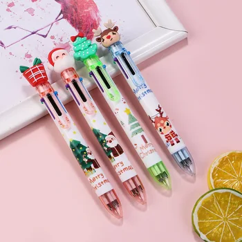 30шт Коледна химикалка писалка 6 цвята Мультяшная Прибиращ се дръжка-roller Подаръци Ученически канцеларски материали
