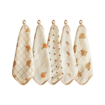 5 опаковки памучен плат квадратчета, нежни бебешки кърпички за миене на чинии, която поглъща детски гъба