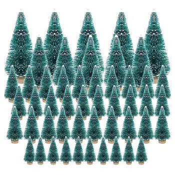 50ШТ Миниатюрна изкуствена Коледна елха Малки снежни студените коледни елхи Бор Коледни изделия за декорация на партита