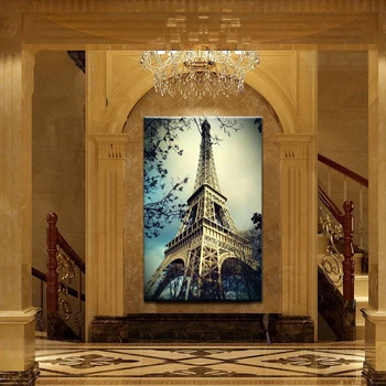 70x100 см - Щампи върху платно, боядисани стени, модерен голям размер, близък изглед към Айфеловата кула, отпечатан плакат за домашен интериор дневна