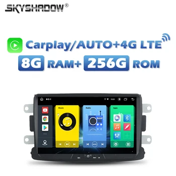 720P Безжични Carplay Android 13,0 8G + 256G 4G СИМ Кола DVD плейър GPS Радио, wifi, Bluetooth За Dacia Renault Duster Logan Sandero