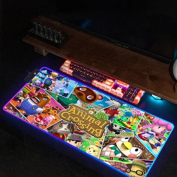 Animal Crossing Xxl Подложка За Мишка Rgb Голям Тенис На Мат Евтин Компютър Геймерский Шкаф С Осветление За Украса Игри Стая Настолни Мишката
