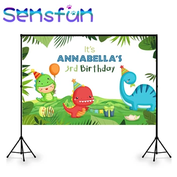 Cartoony фон за парти в джунглата за снимане на поръчка, Зелена трева, новородено динозавър, фон, за да снимам на фото студио за момчета