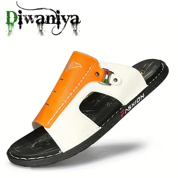 Diwaniya/ Летни Кожени Чехли за Мъже; Летни Класически Джапанки; Мъжки Сандали; Плажна Външна Обувки; Hombre; Сандали За Улицата