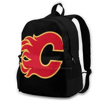 Flames-Calgary Дизайна на раницата, с 3D-принтом, ежедневна чанта с логото на