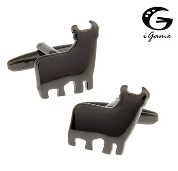 iGame Мъжки подарък копчета за ръкавели във формата на овце, Пушисто-черен цвят, Животинска дизайн, Меден материал, Безплатна доставка