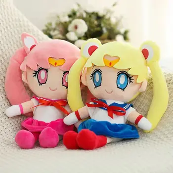 Kawai Sailor Moon Плюшен Играчка Лунен Заек Скъпа Девчачья Кукла Аниме Със Сърце Подарък Начало Декор Спални За Момичета За Рожден Ден, Подарък За Коледа