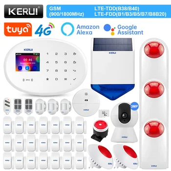 KERUI W204 Sasha Умен дом 4G WIFI GSM алармена Система за сигурност на къща с датчик за движение Вратата сензор Слънчева сирена