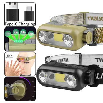 Led сензор за фарове риболовен фенер USB Акумулаторна фенерче Фаровете Водоустойчив главоболие фенер Туризъм лампа факел