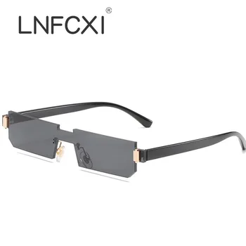 LNFCXI Модни Квадратни Малки Дамски слънчеви очила Ретро Реколта Цели слънчеви очила без рамки Прозрачни очила сиви нюанси