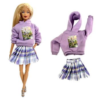 NK, 1 бр., нови блузи с дълъг ръкав + кратко мини-рокля за кукли 1/6 BJD, поли, ежедневни дрехи за кукла къща на Барби, аксесоари