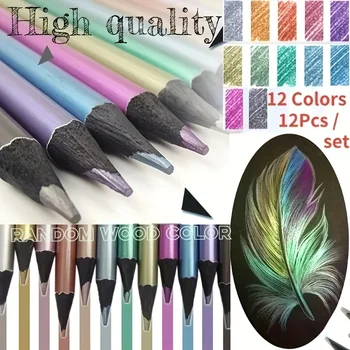 Roise 12 Цветни метални моливи, Комплект за рисуване на скици, Цветни моливи за colorization, художествени, за да проверите за художника
