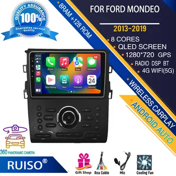 RUISO кола DVD плейър с докосване на екрана на Android за Ford MONDEO 2013-2019 при променлив ток авто радио стерео навигация монитор 4G GPS Wifi