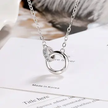 S925 Стерлинговое сребро с диамантен пръстен и цирконием, просто пръстен на Мьобиус, верига за бр, дамско колие