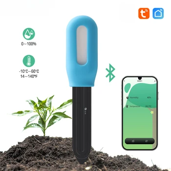 Sasha 2в1 Bluetooth Тестер на почвата, Влажност, Температура Сензор за Влажност Безжичен Влагомер на почвата за засаждане на тревата в саксии