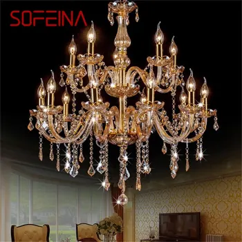 SOFEINA Полилей в европейски стил, led кристални подвесная свещ, кехлибар, осветителни тела за дома, хотелско зала