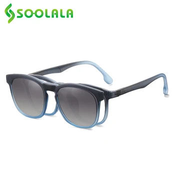 SOOLALA TR90 Clip On Обектив Поляризирани Магнитни Слънчеви очила Мъже, Жени Рамки за очила със синя светлина Слънчеви Очила Eyewear UV400