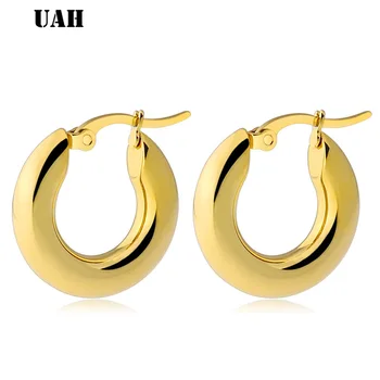 UAH. В два цвята Златен Женски подарък, Продажба, модни бижута, кръгли необичайни обеци-халки от неръждаема стомана за жени