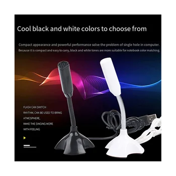 USB микрофон за лаптоп, гласова микрофон, высокочувствительная мини-студийная стойка за микрофон с притежателя на игралната конференция за PC, черен