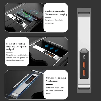 USB-хъб 27 Вата Бързото вътрешно зарядно устройство Интелигентно Зарядно устройство от USB Аксесоари за шунтирующего център за Tesla, Модел 3 Модел Y
