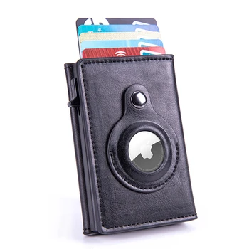 YKOSM RFID Блокиране на портфейла Луксозна чанта за карти Airtag от изкуствена кожа, защита от загуба, притежател на кредитна карта от въглеродни влакна, Мъжки бизнес портфейл