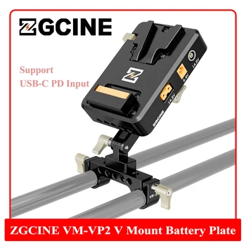 ZGCINE VP2 V Mount Battery Plate Многофункционален PD 14,8 с 15 мм Основна Скоба V-Lock Батерия Plate Адаптер за Огледално-рефлексен Фотоапарат