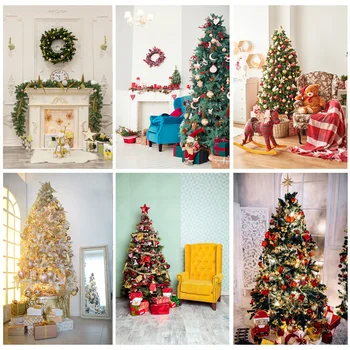 ZHISUXI Коледен тематичен фон за снимки на закрито, Коледно дърво, декори за подпори фото студио 21520 YDH-02