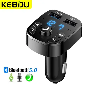 Автомобилен Fm Предавател, Bluetooth 5,0 Aux Микрофон Безжичен Комплект За Кола С Два Usb-Авто Честота Устройства, Авто Радио Fm Модулатор Mp3-Плейър Адаптер