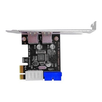 Адаптер за Карта за разширяване на USB 3.0 Pci-E, 2 Порта USB3.0, Център, Вътрешен 19-Пинов Pci-E, 4-Пинов Конектор за захранване Ide