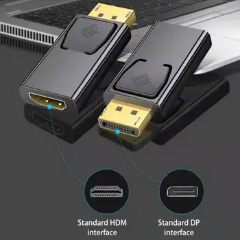 Адаптер, съвместим с DP и HDMI, към КОМПЮТЪР, кабел за телевизор, конвертор на монитора на компютъра, Позлатени /никелирани жак, USB адаптер за Дисплей