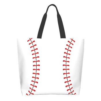 Бейзболна много Голяма чанта за продукти, Множество чанта-тоут за пазаруване, чанта за съхранение, леки миещи чанта през рамо, чанта