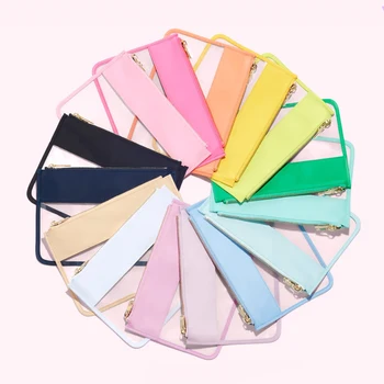 Бистра косметичка от PVC за жени и момичета, многоцветен чанта за съхранение на грим, плоска чанта с цип, водоустойчива чанта